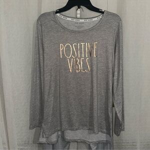 RAE DUNN. L Silver Gray White Rose Gold POSITIVE VIBES. Long Sleeve Joggers PJ